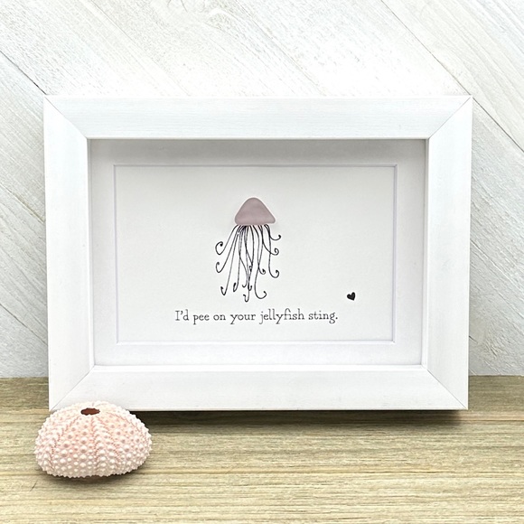Sea Glass Art Sister Best Friend Present| Friendship Seaglass Jellyfish Gift - Picture 2 of 9